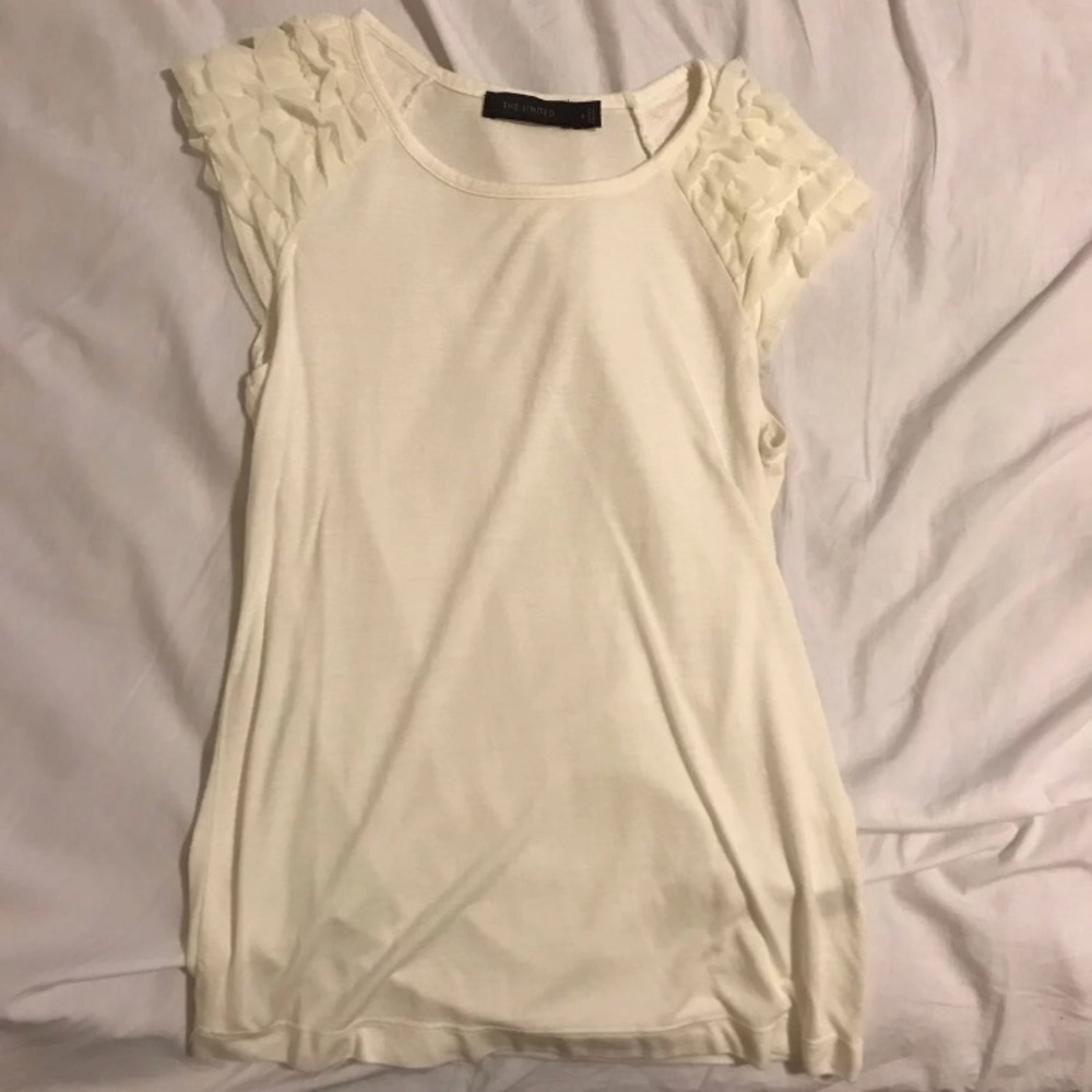 white ruffle sleeve shirt